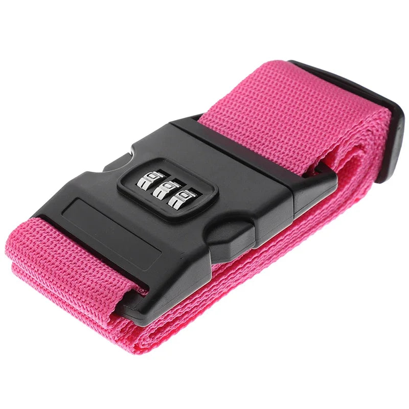 Vibe Geeks Locking Tsa Luggage Strap Straight Suitcase Fixed Binding Belt For Travel