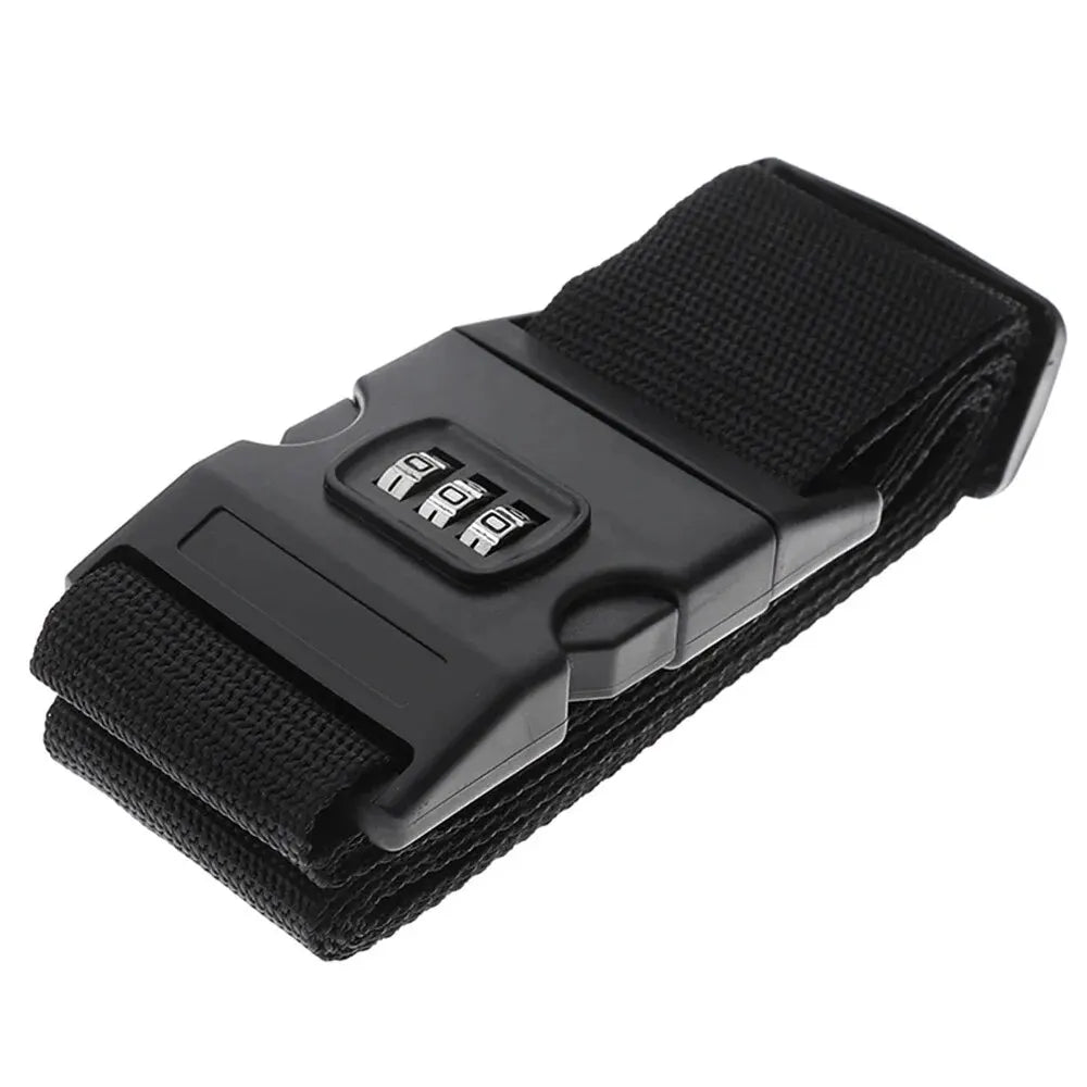 Vibe Geeks Locking Tsa Luggage Strap Straight Suitcase Fixed Binding Belt For Travel