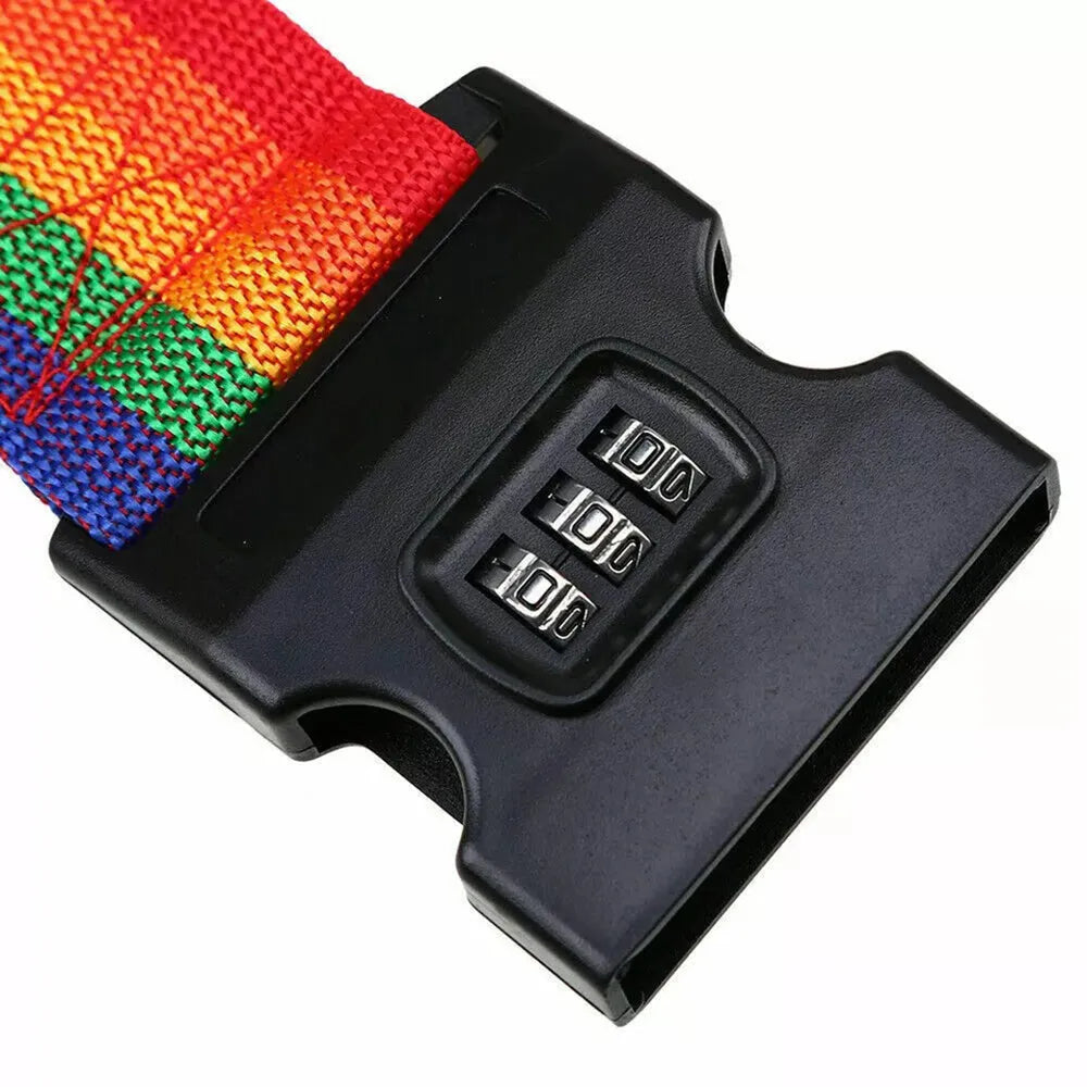 Vibe Geeks Locking Tsa Luggage Strap Straight Suitcase Fixed Binding Belt For Travel