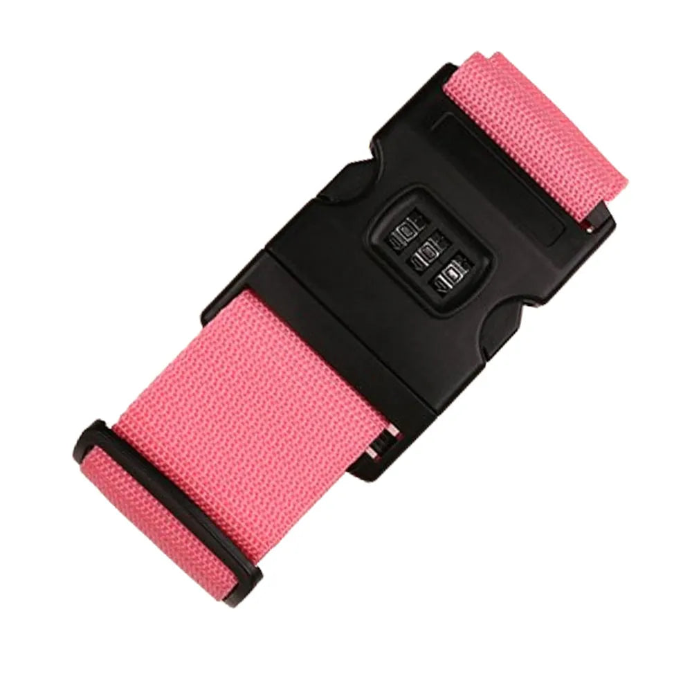 Vibe Geeks Locking Tsa Luggage Strap Straight Suitcase Fixed Binding Belt For Travel