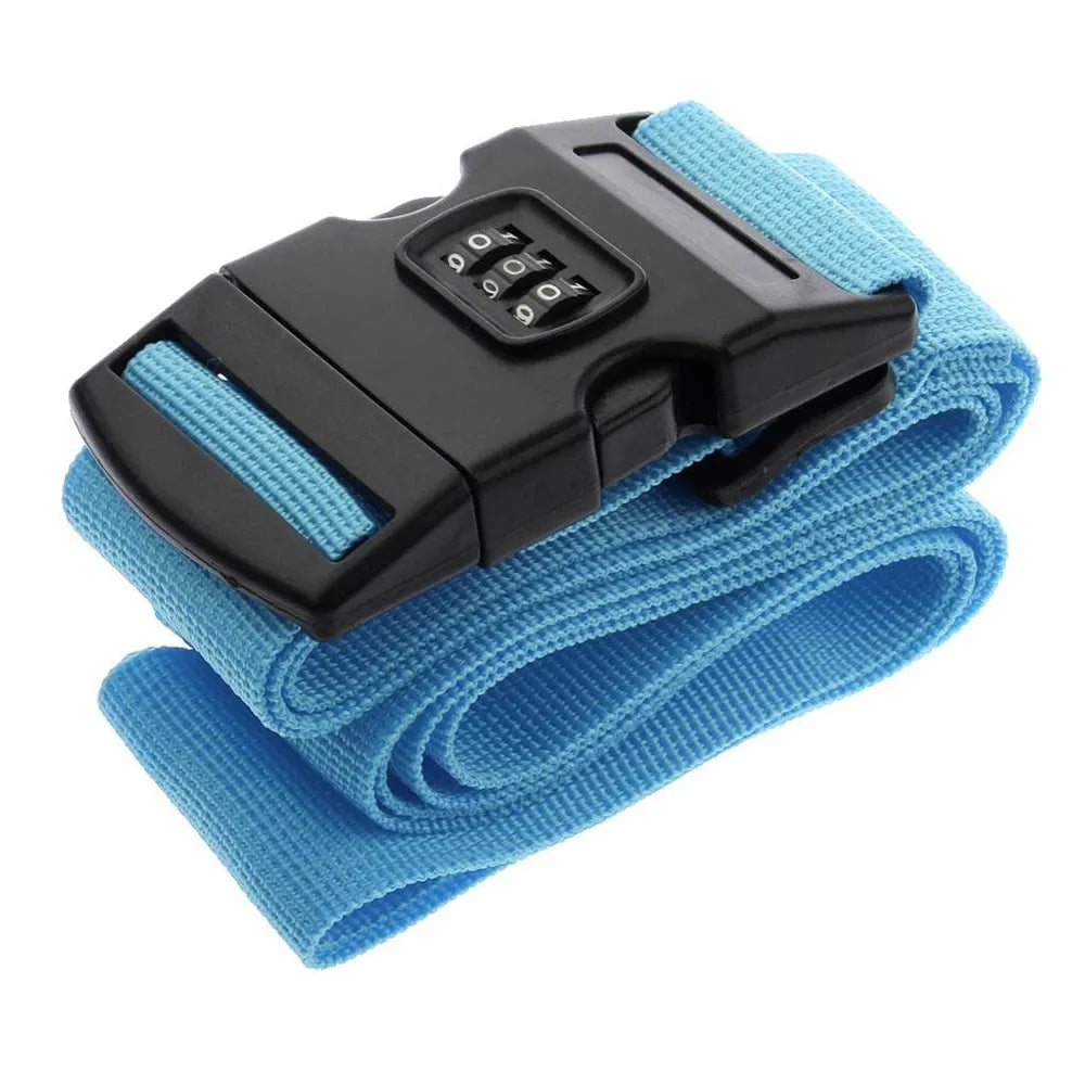 Vibe Geeks Locking Tsa Luggage Strap Straight Suitcase Fixed Binding Belt For Travel