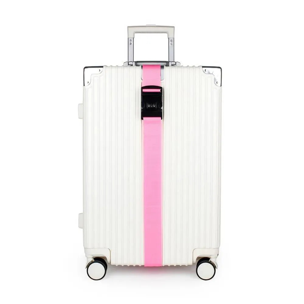 Vibe Geeks Locking Tsa Luggage Strap Straight Suitcase Fixed Binding Belt For Travel