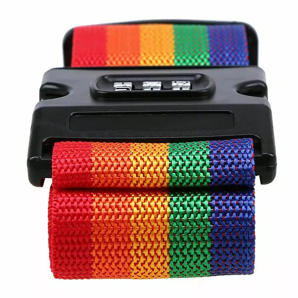 Vibe Geeks Locking Tsa Luggage Strap Straight Suitcase Fixed Binding Belt For Travel