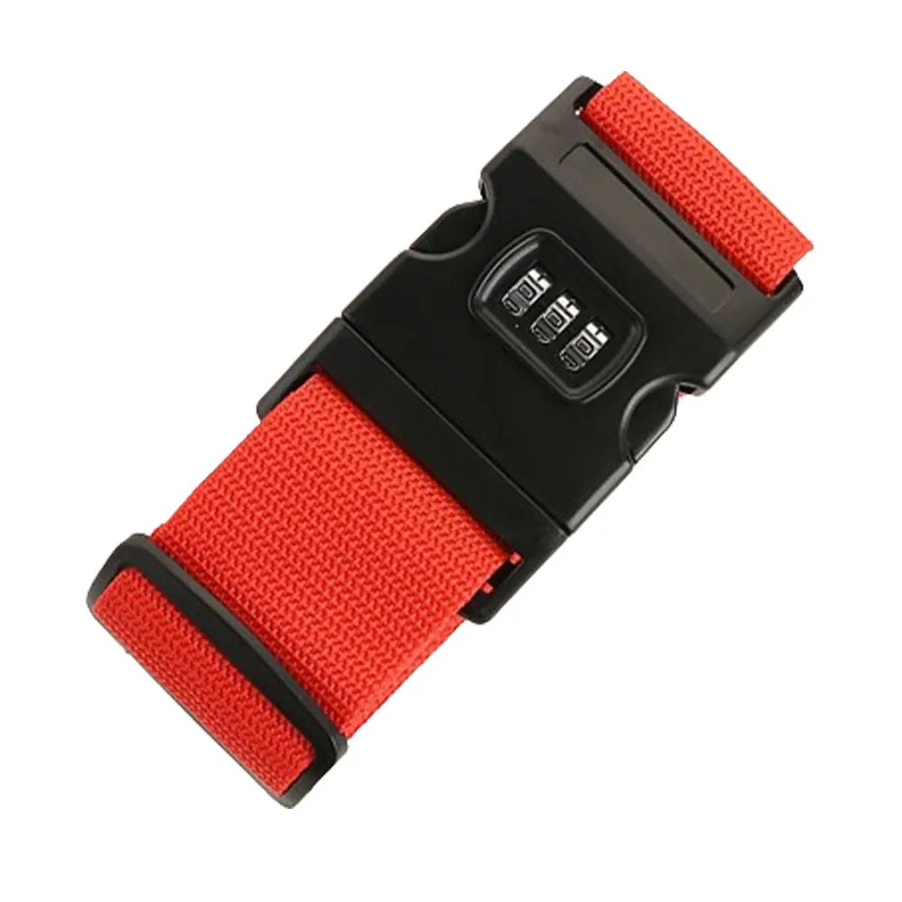 Vibe Geeks Locking Tsa Luggage Strap Straight Suitcase Fixed Binding Belt For Travel