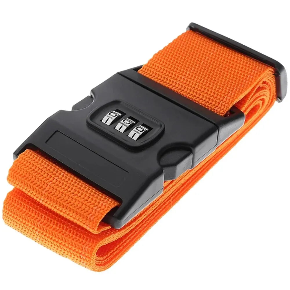 Vibe Geeks Locking Tsa Luggage Strap Straight Suitcase Fixed Binding Belt For Travel