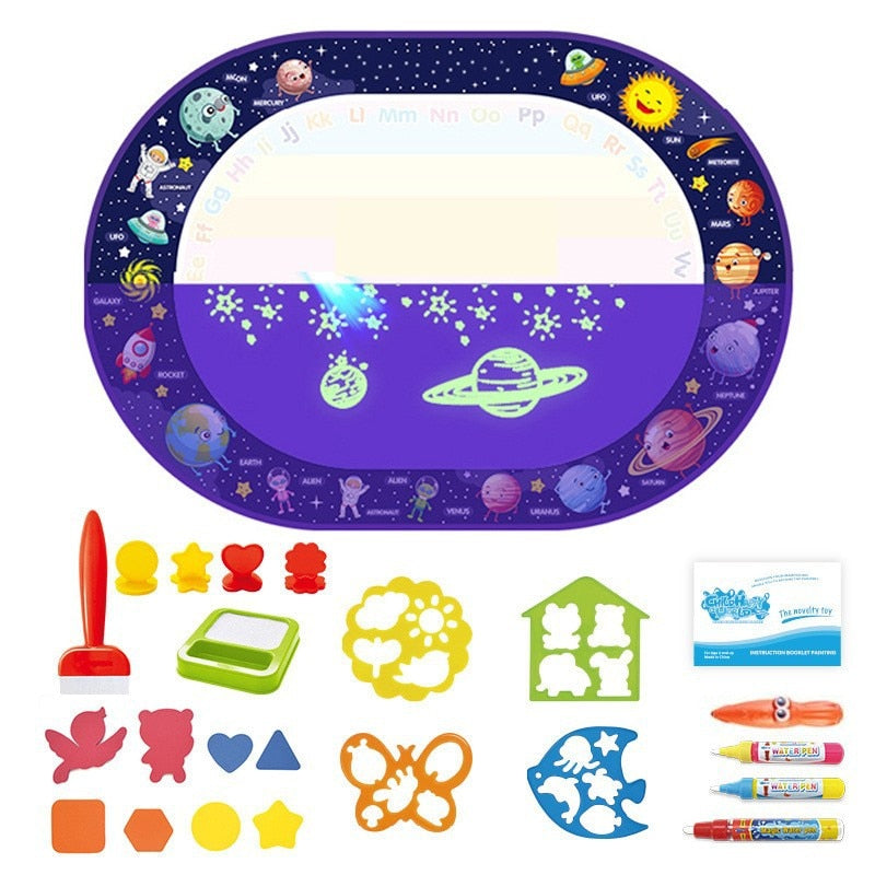 Coolplay Magic Water Drawing Mat Coloring Doodle Mat with Magic Pens Montessori Toys Painting Board Educational Toys for Kids