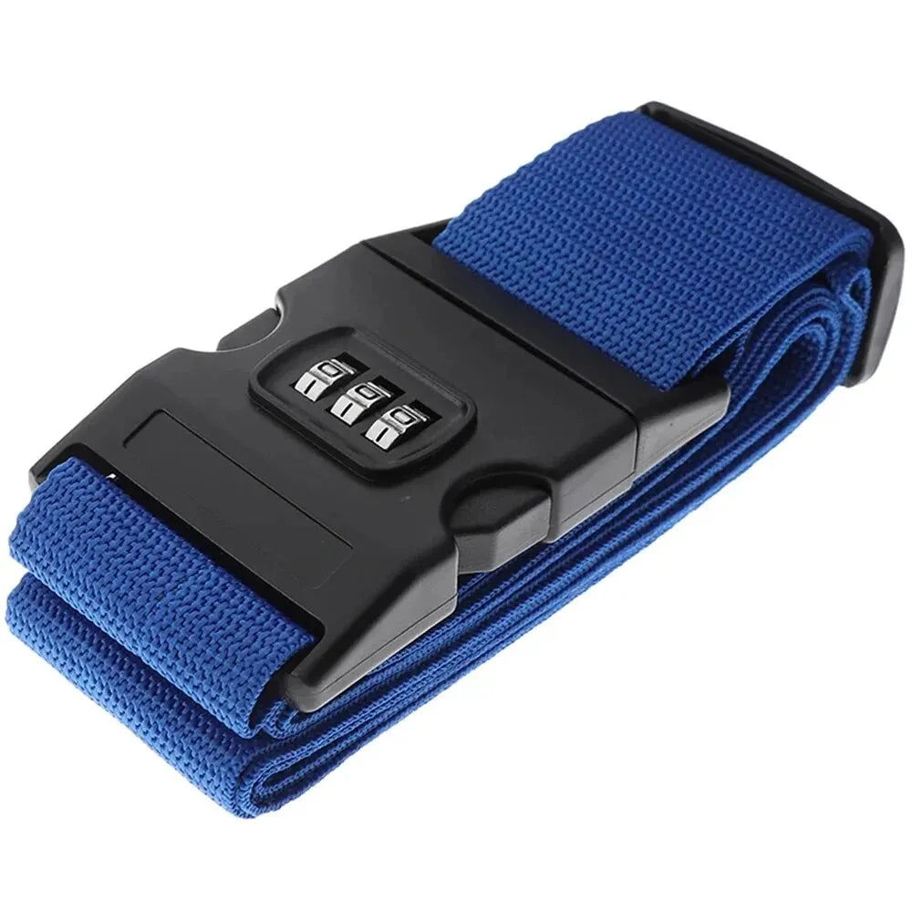 Vibe Geeks Locking Tsa Luggage Strap Straight Suitcase Fixed Binding Belt For Travel