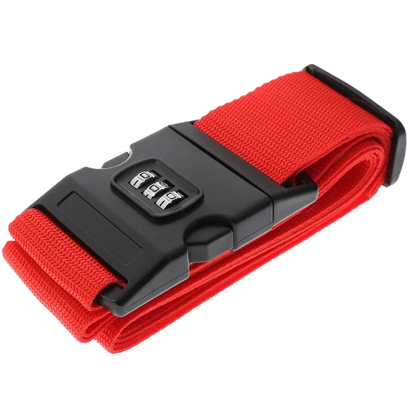Vibe Geeks Locking Tsa Luggage Strap Straight Suitcase Fixed Binding Belt For Travel