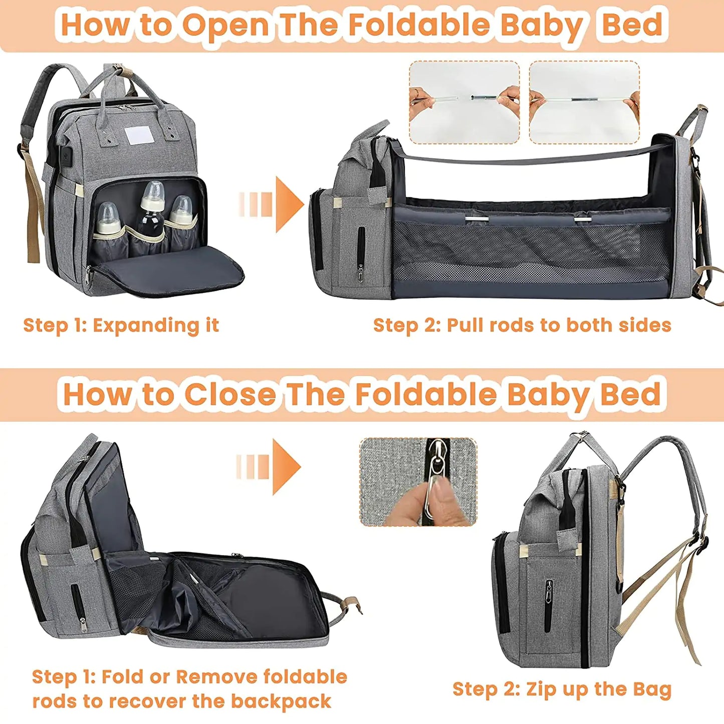 Baby Diaper Bag Backpack with Changing Station