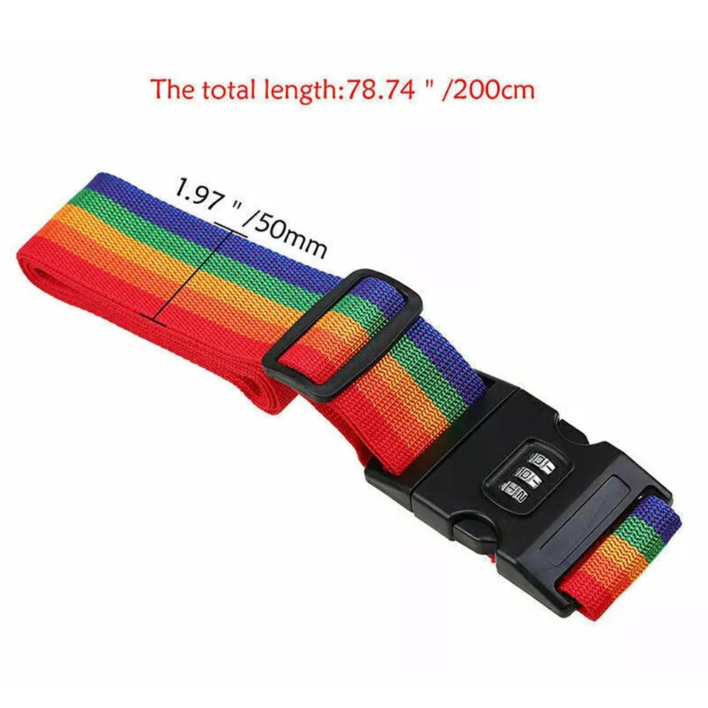 Vibe Geeks Locking Tsa Luggage Strap Straight Suitcase Fixed Binding Belt For Travel