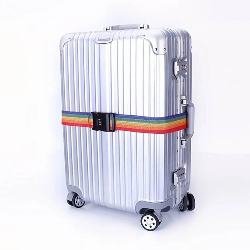 Vibe Geeks Locking Tsa Luggage Strap Straight Suitcase Fixed Binding Belt For Travel