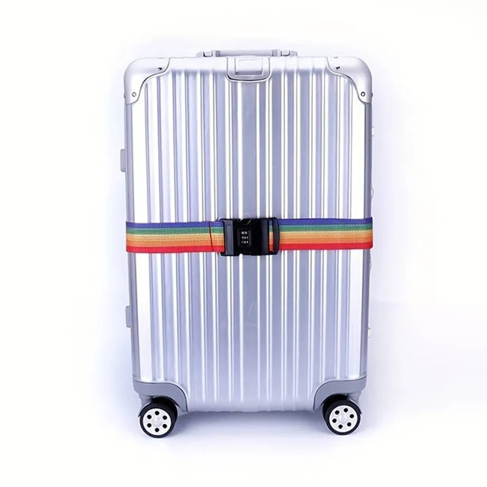 Vibe Geeks Locking Tsa Luggage Strap Straight Suitcase Fixed Binding Belt For Travel