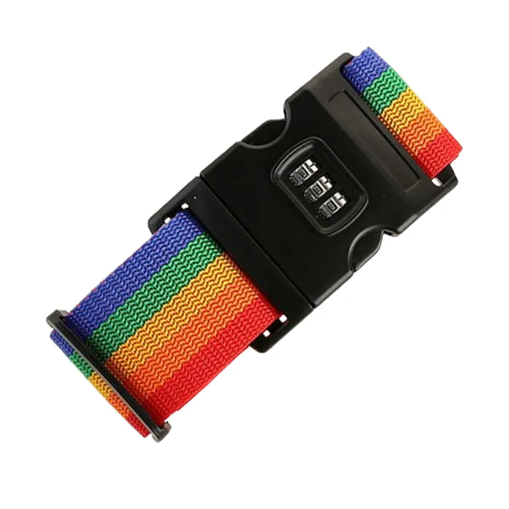 Vibe Geeks Locking Tsa Luggage Strap Straight Suitcase Fixed Binding Belt For Travel