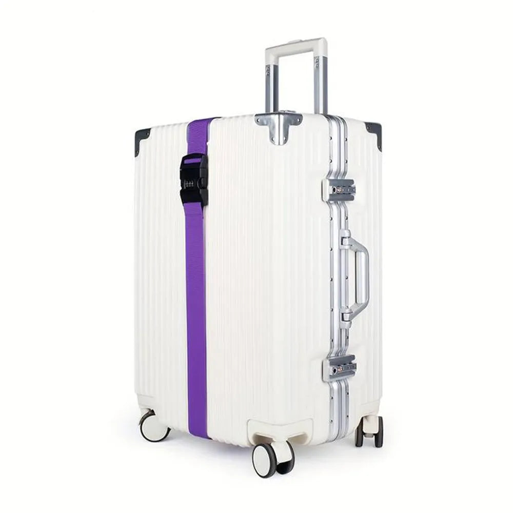 Vibe Geeks Locking Tsa Luggage Strap Straight Suitcase Fixed Binding Belt For Travel