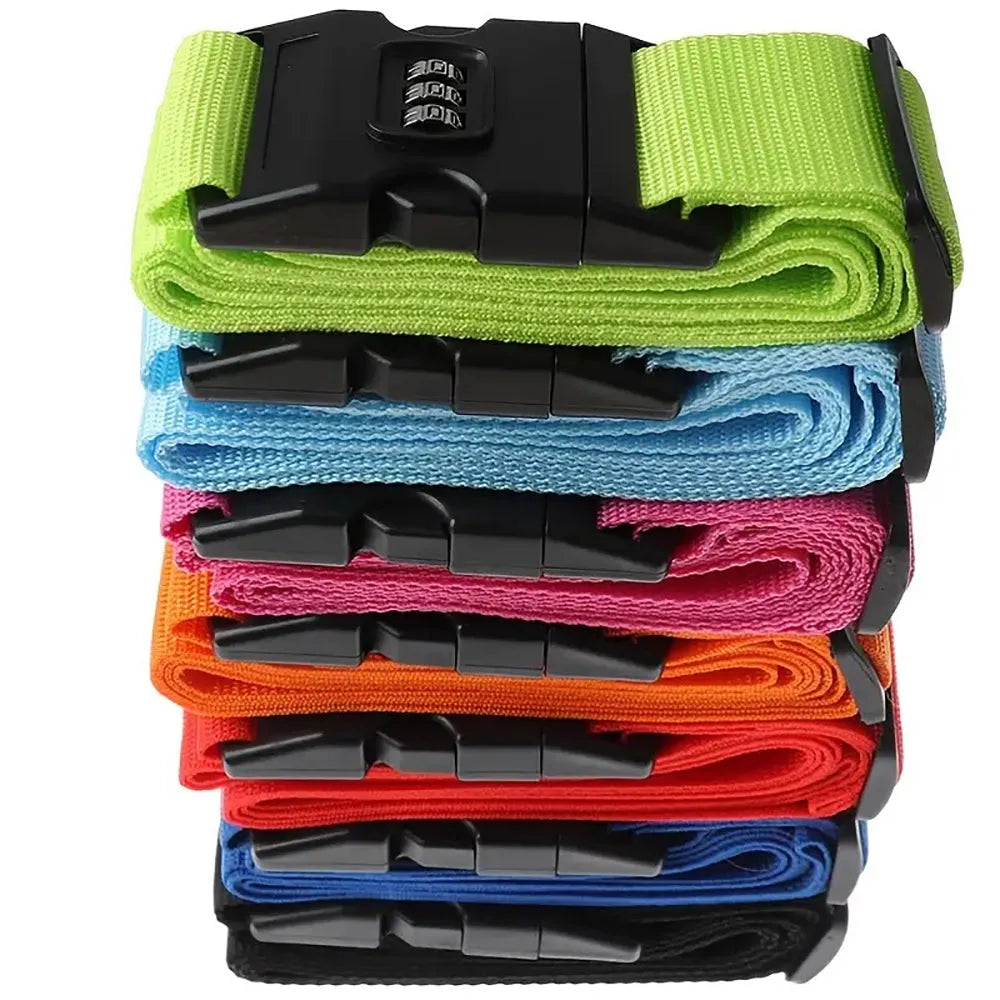 Vibe Geeks Locking Tsa Luggage Strap Straight Suitcase Fixed Binding Belt For Travel
